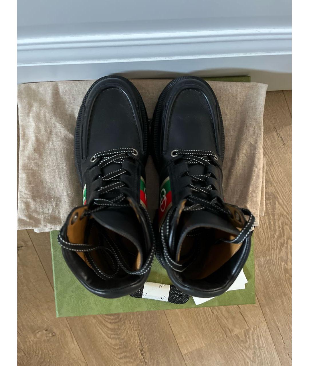 GUCCI Черные кожаные ботинки, фото 3