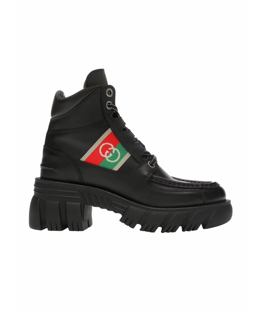 GUCCI Черные кожаные ботинки, фото 1