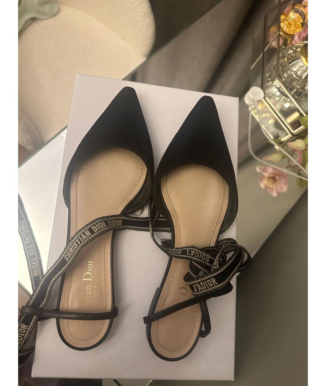 CHRISTIAN DIOR Черные текстильные босоножки, фото 2