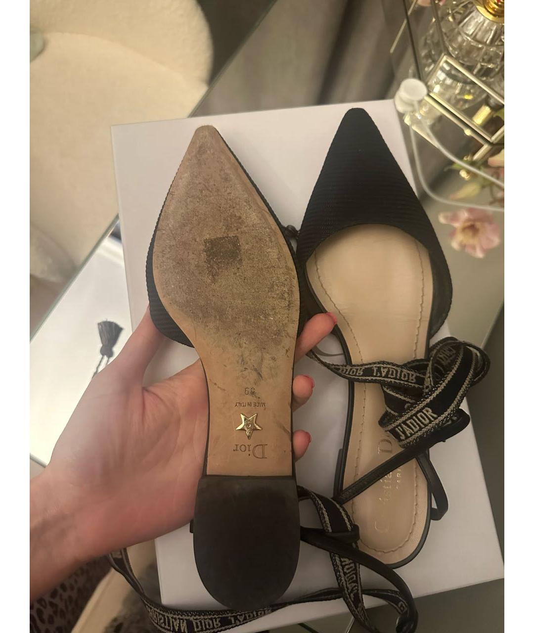 CHRISTIAN DIOR Черные текстильные босоножки, фото 3
