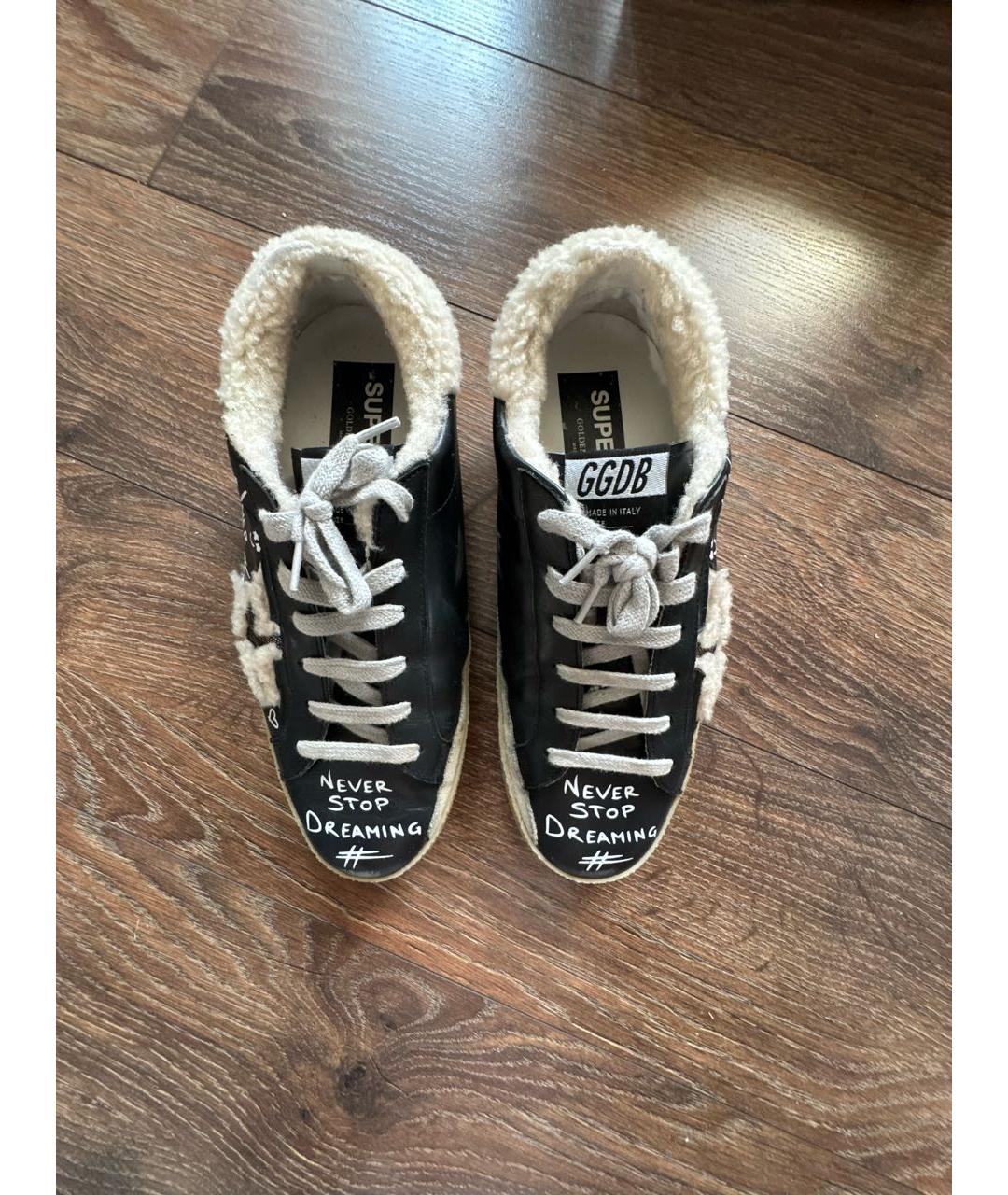 GOLDEN GOOSE DELUXE BRAND Черные кожаные кеды, фото 2