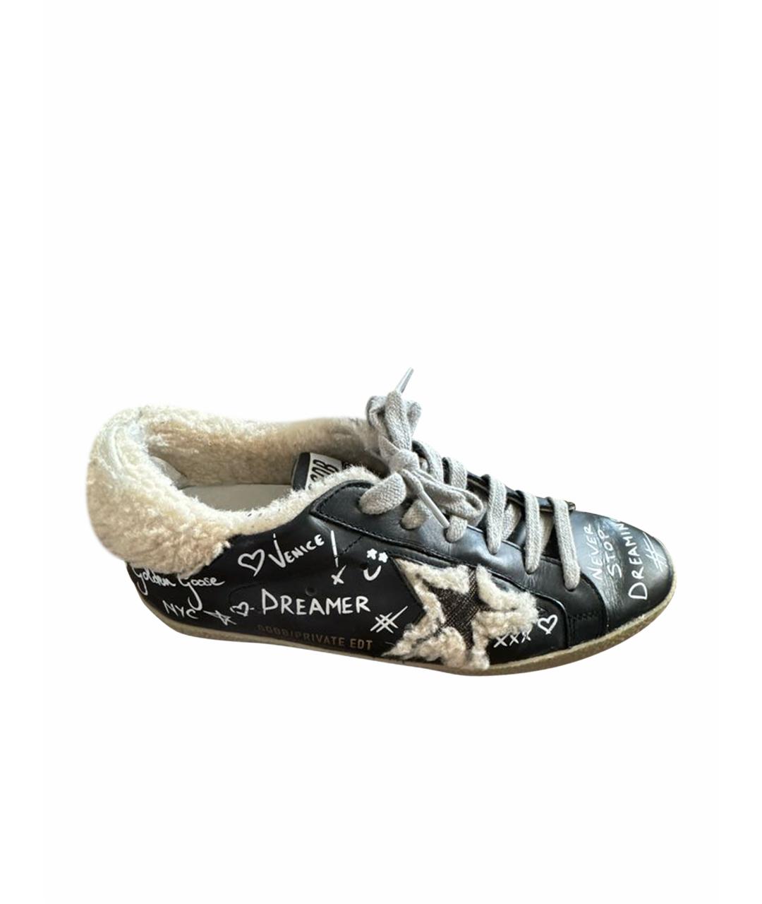 GOLDEN GOOSE DELUXE BRAND Черные кожаные кеды, фото 1