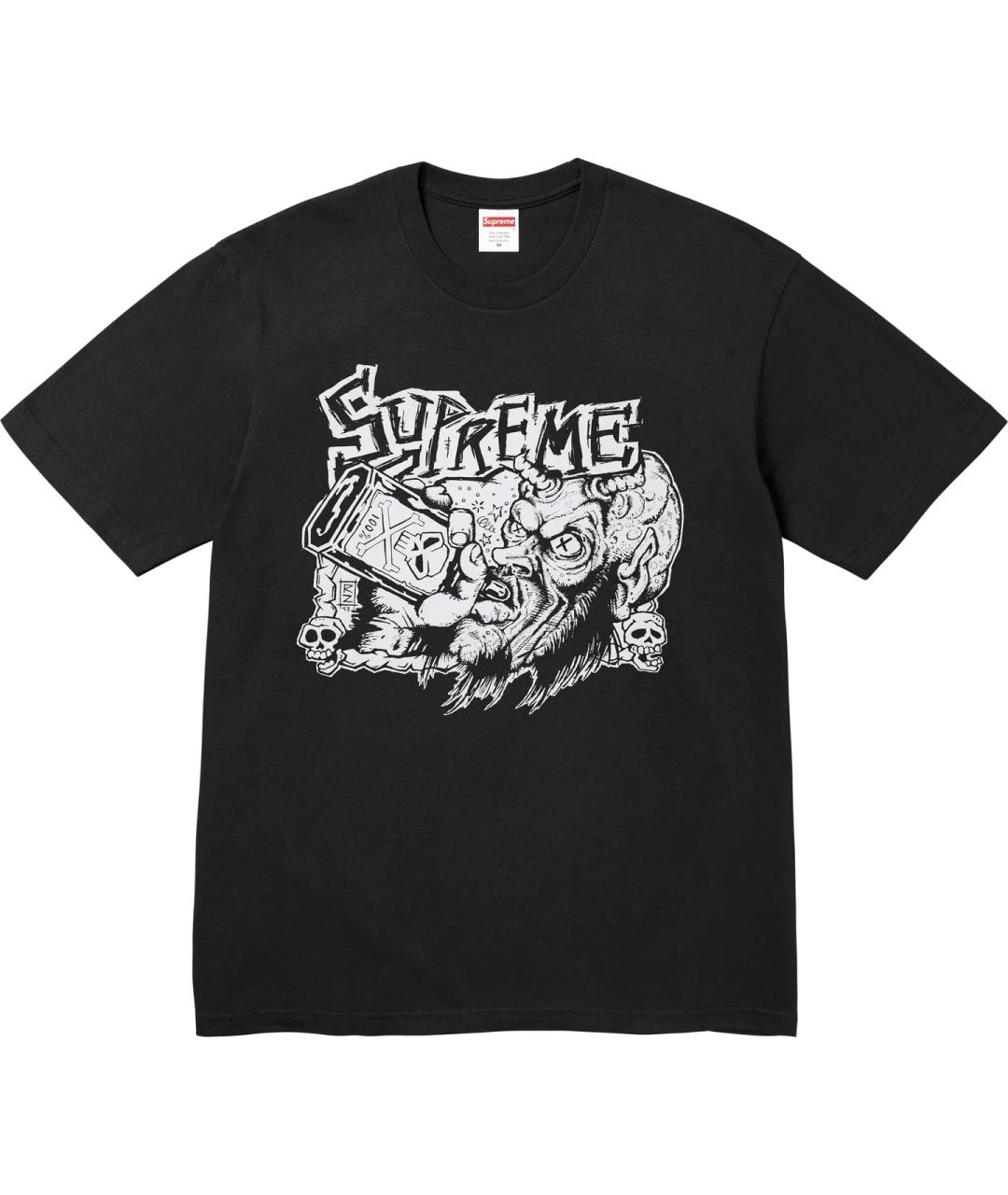 SUPREME Черная хлопковая футболка, фото 1