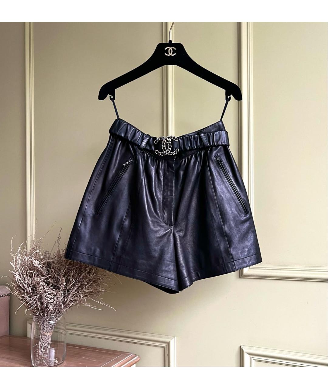 CHANEL Черные кожаные шорты, фото 9