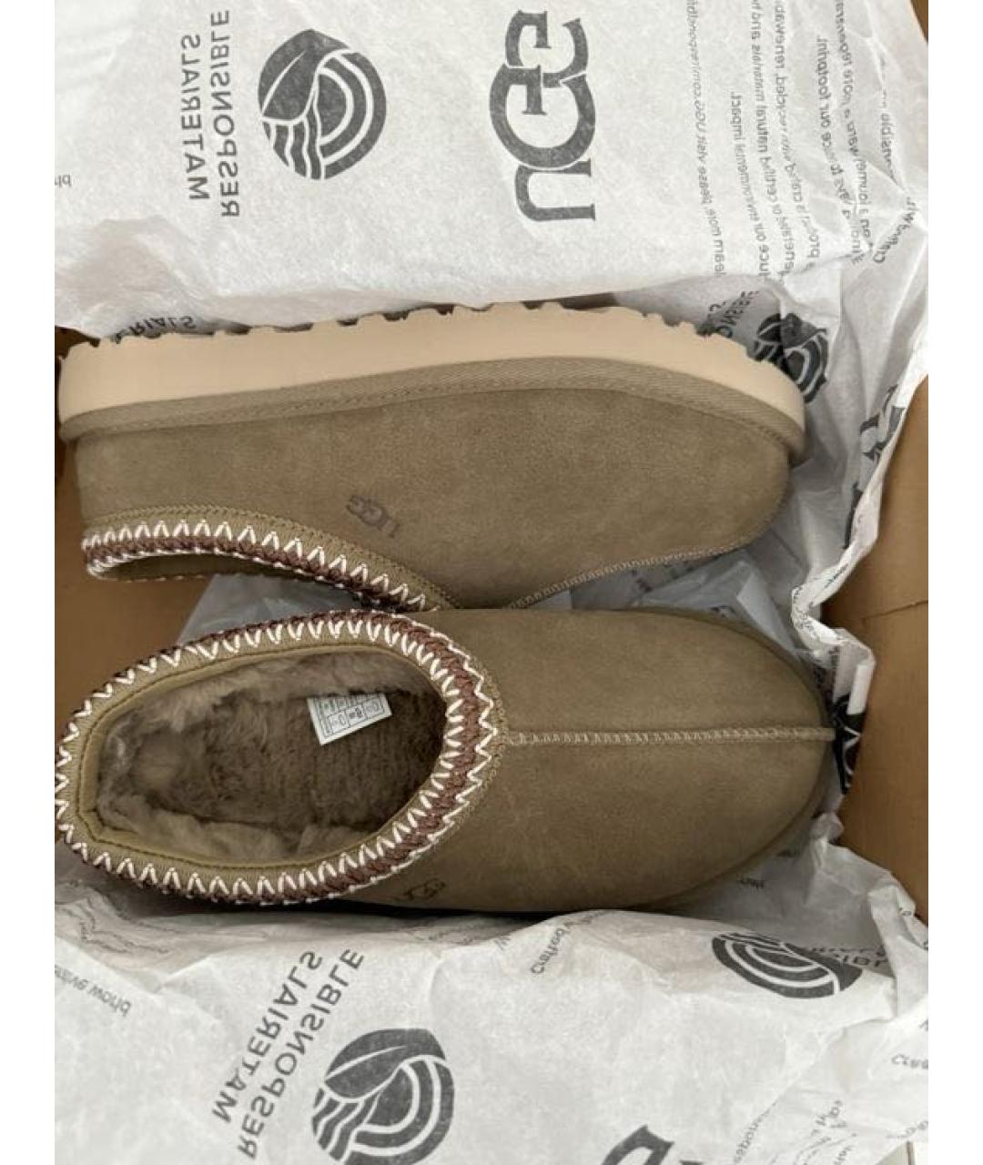 UGG AUSTRALIA Бежевые замшевые мюли, фото 2