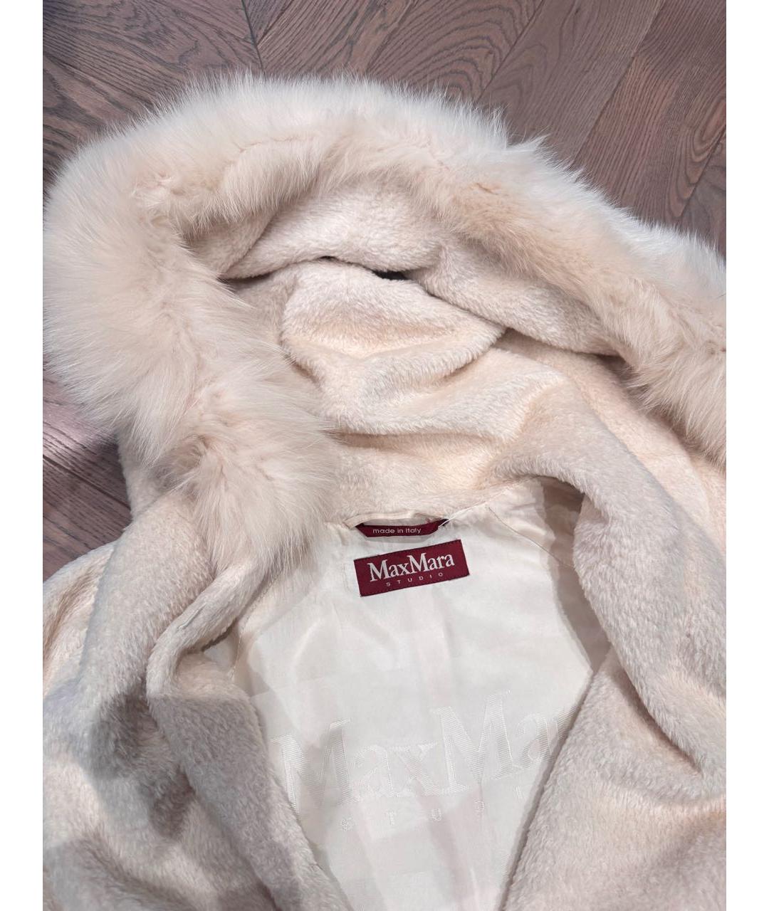 MAX MARA STUDIO Белое кашемировое пальто, фото 4