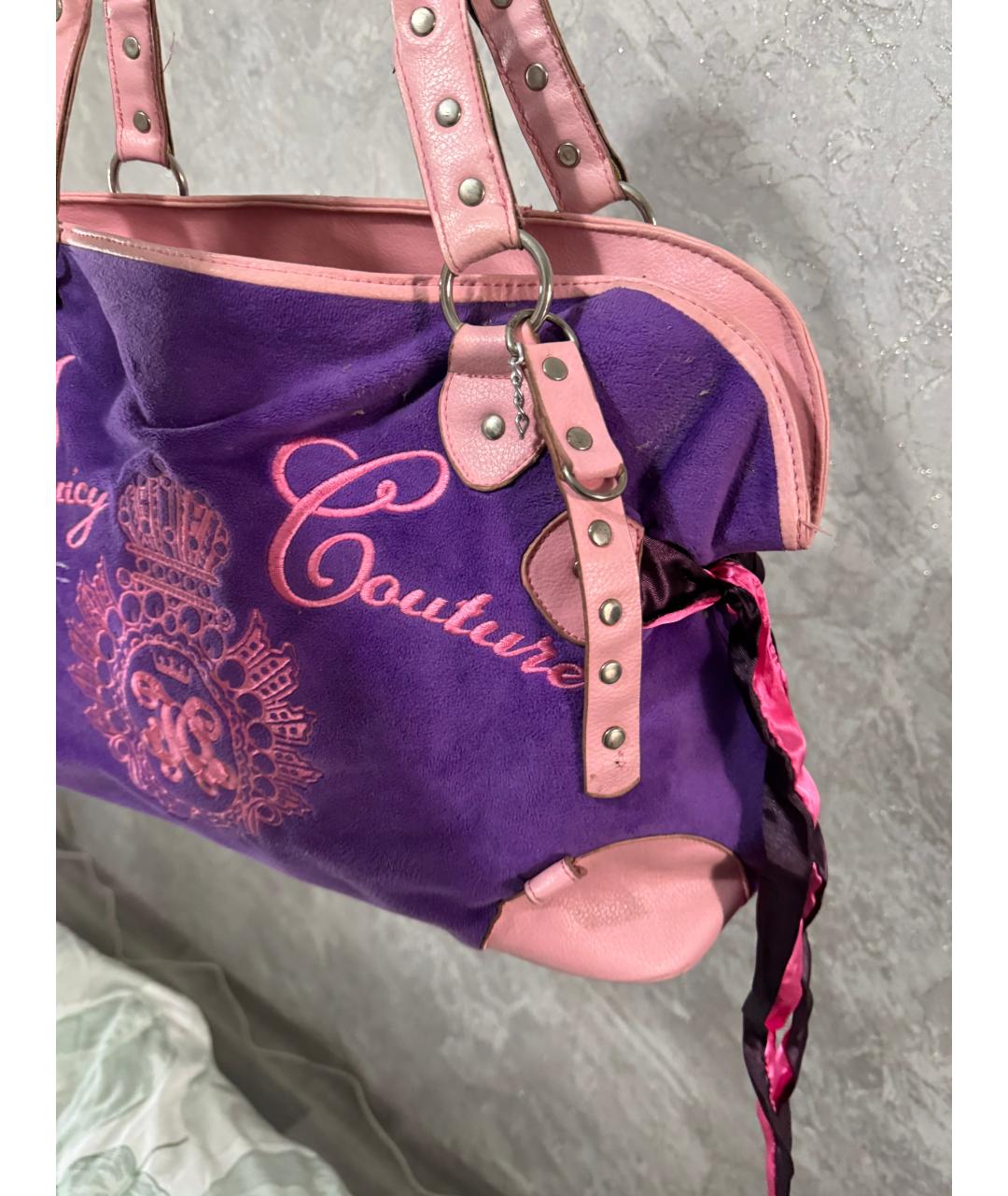 JUICY COUTURE Розовая бархатная сумка тоут, фото 2