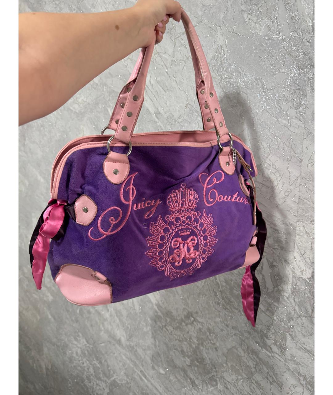 JUICY COUTURE Розовая бархатная сумка тоут, фото 3