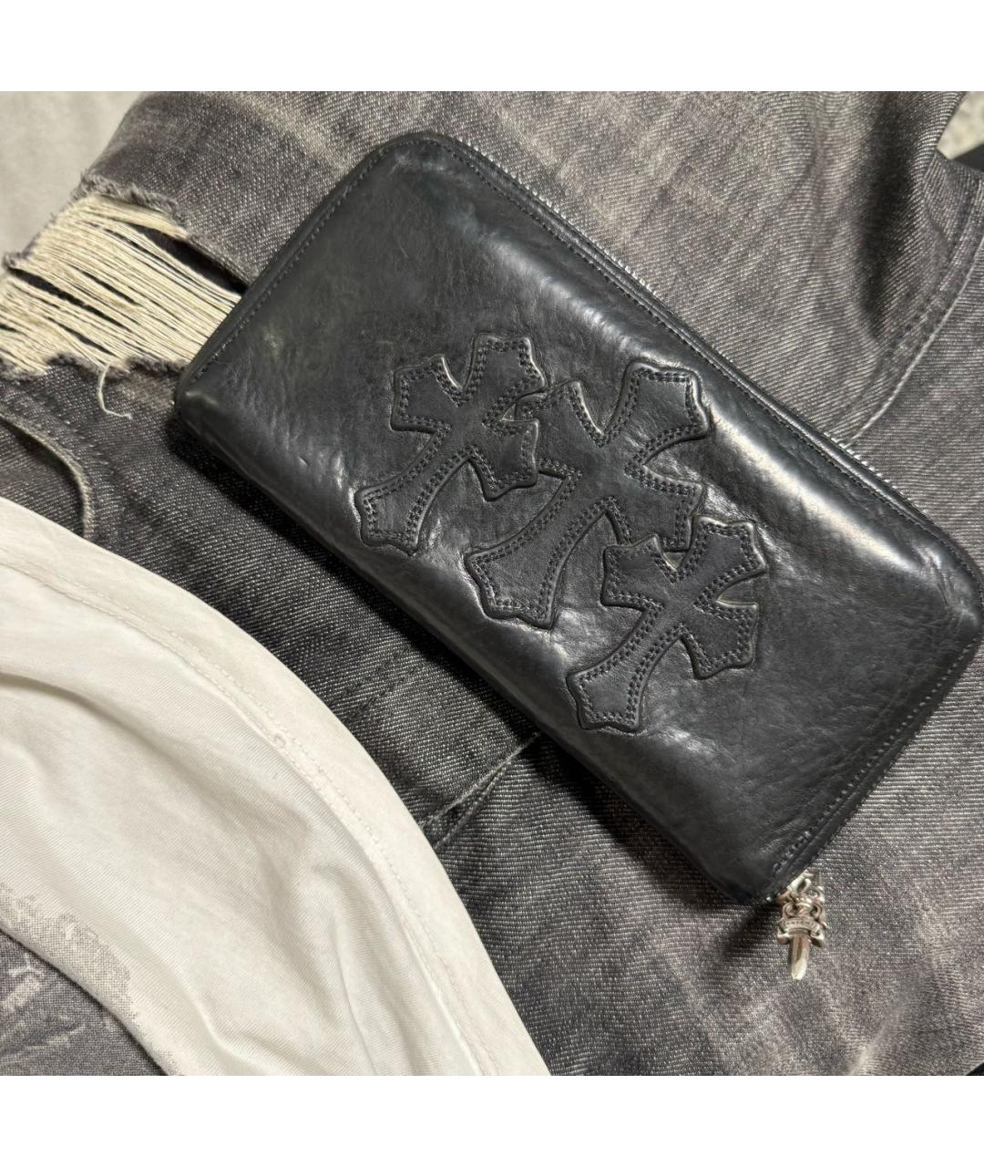 CHROME HEARTS Черный кожаный кошелек, фото 5