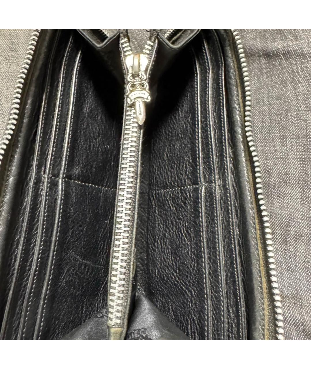CHROME HEARTS Черный кожаный кошелек, фото 4