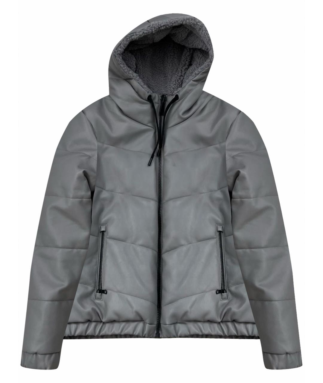 DKNY Серая кожаная куртка, фото 1
