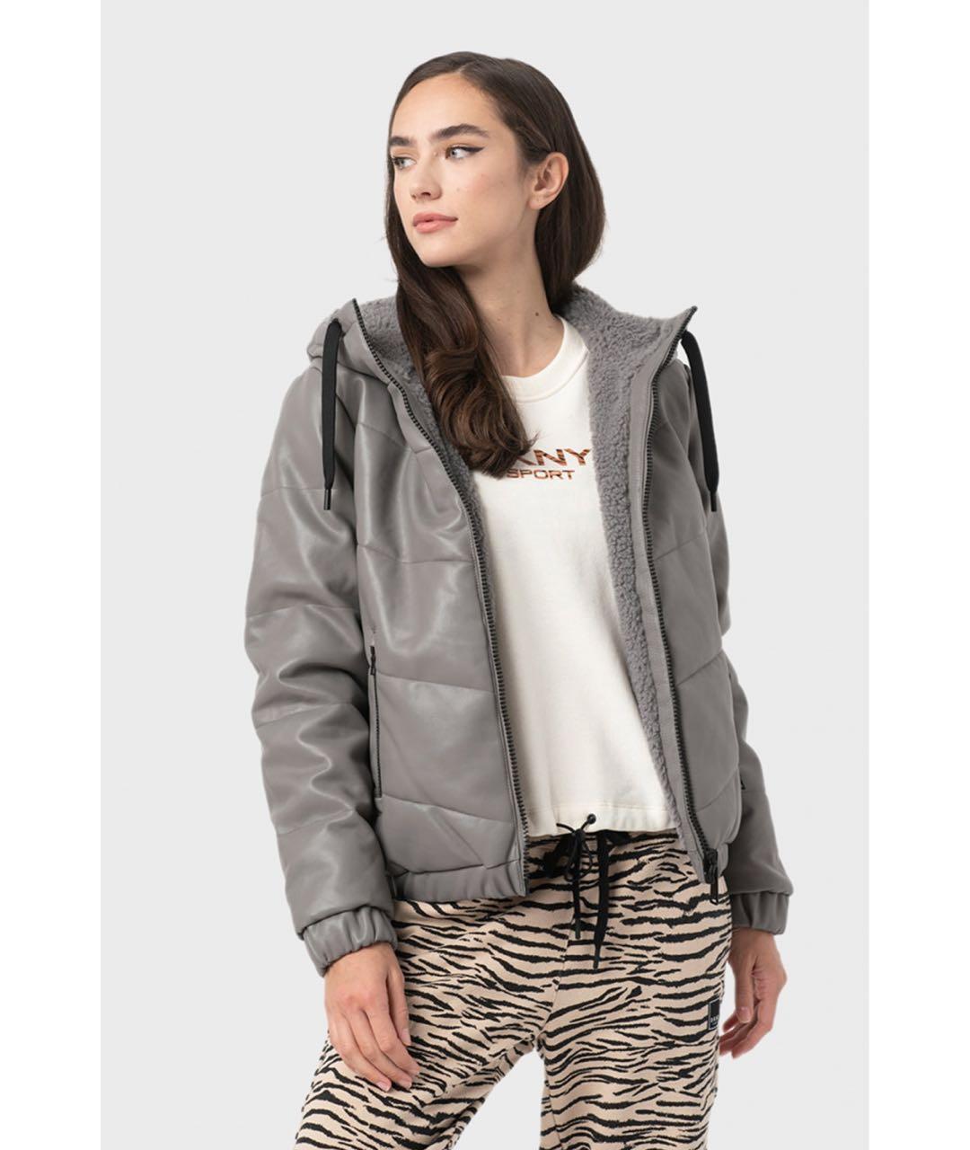 DKNY Серая кожаная куртка, фото 6
