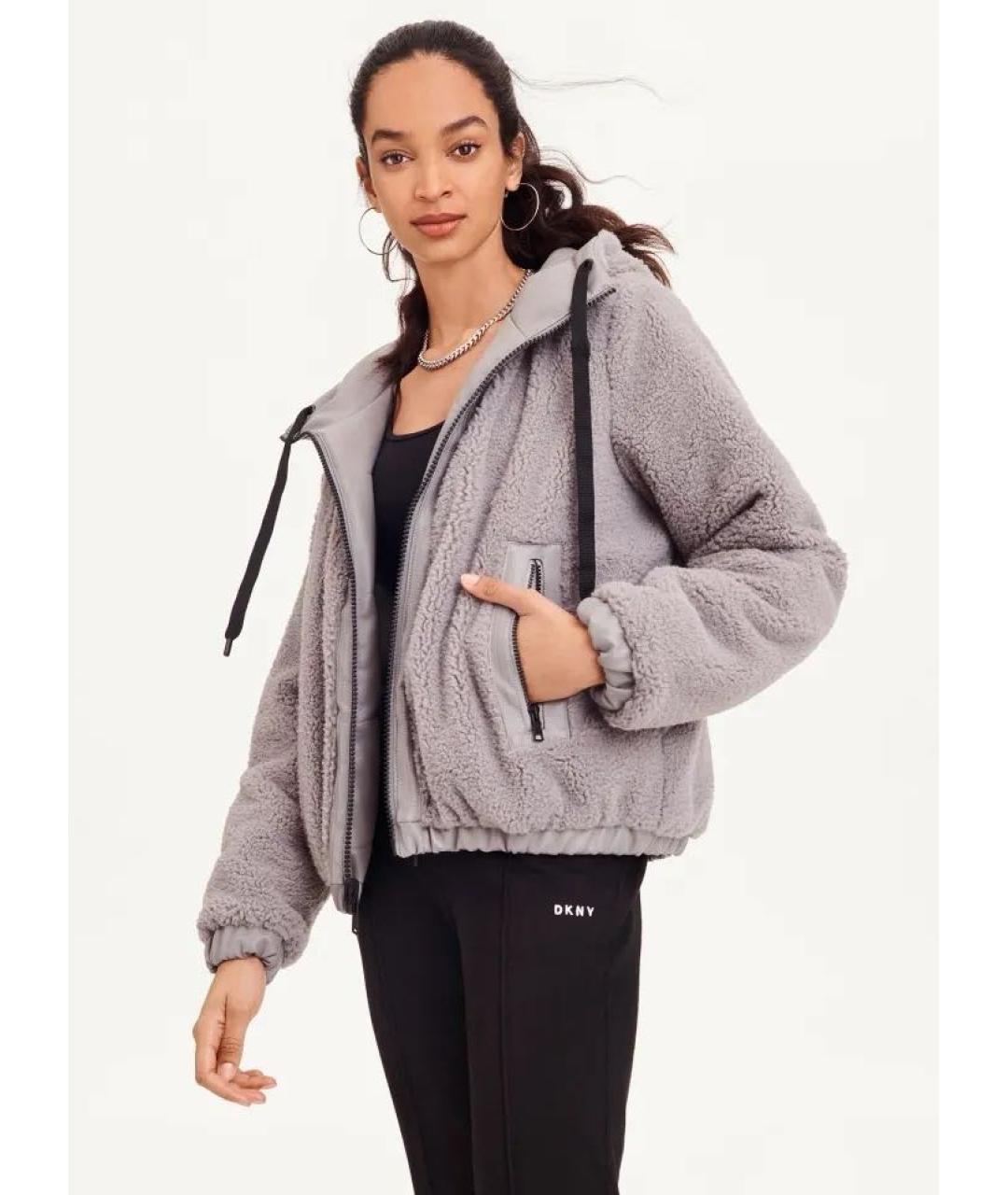 DKNY Серая кожаная куртка, фото 7