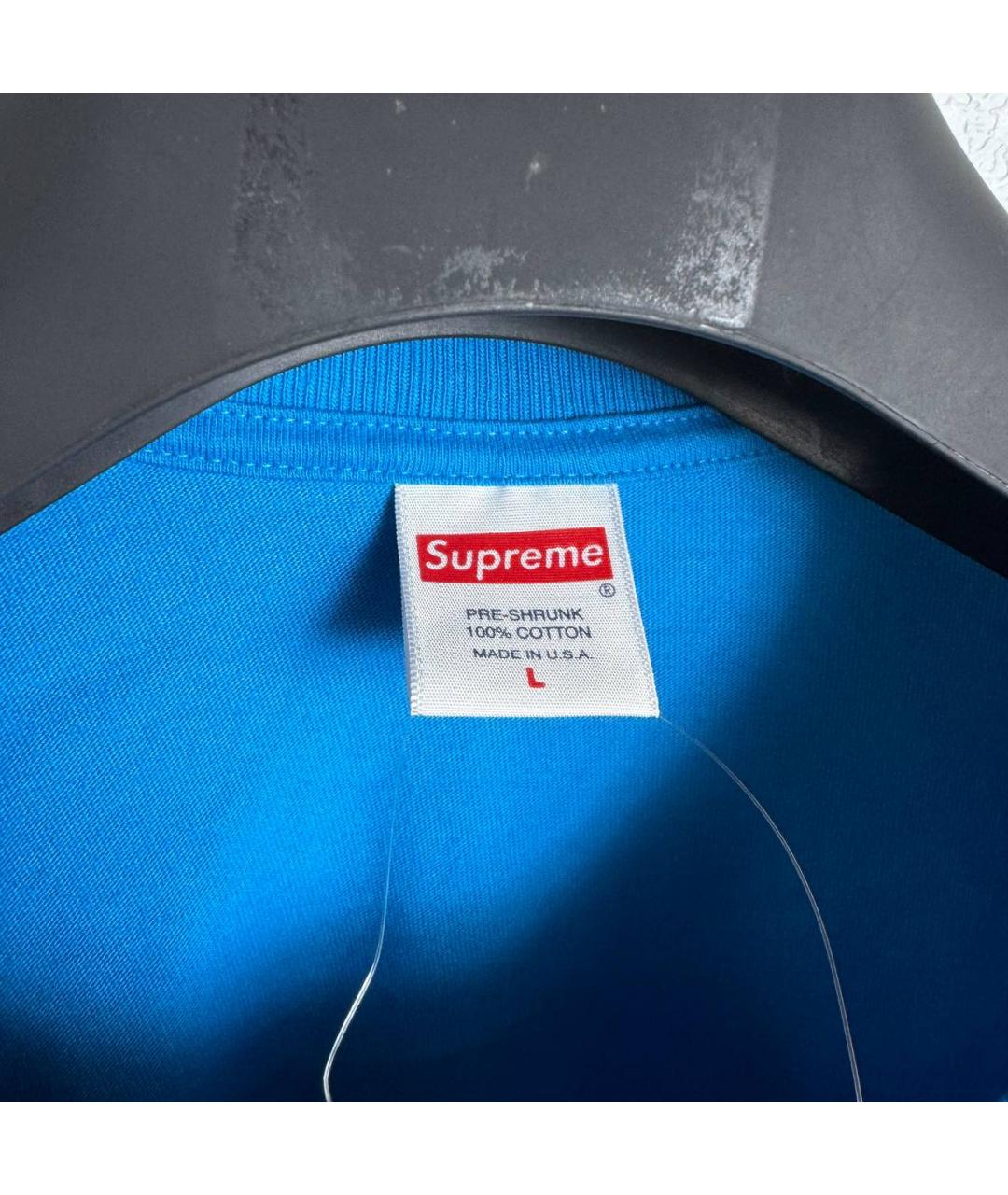 SUPREME Синяя футболка, фото 4