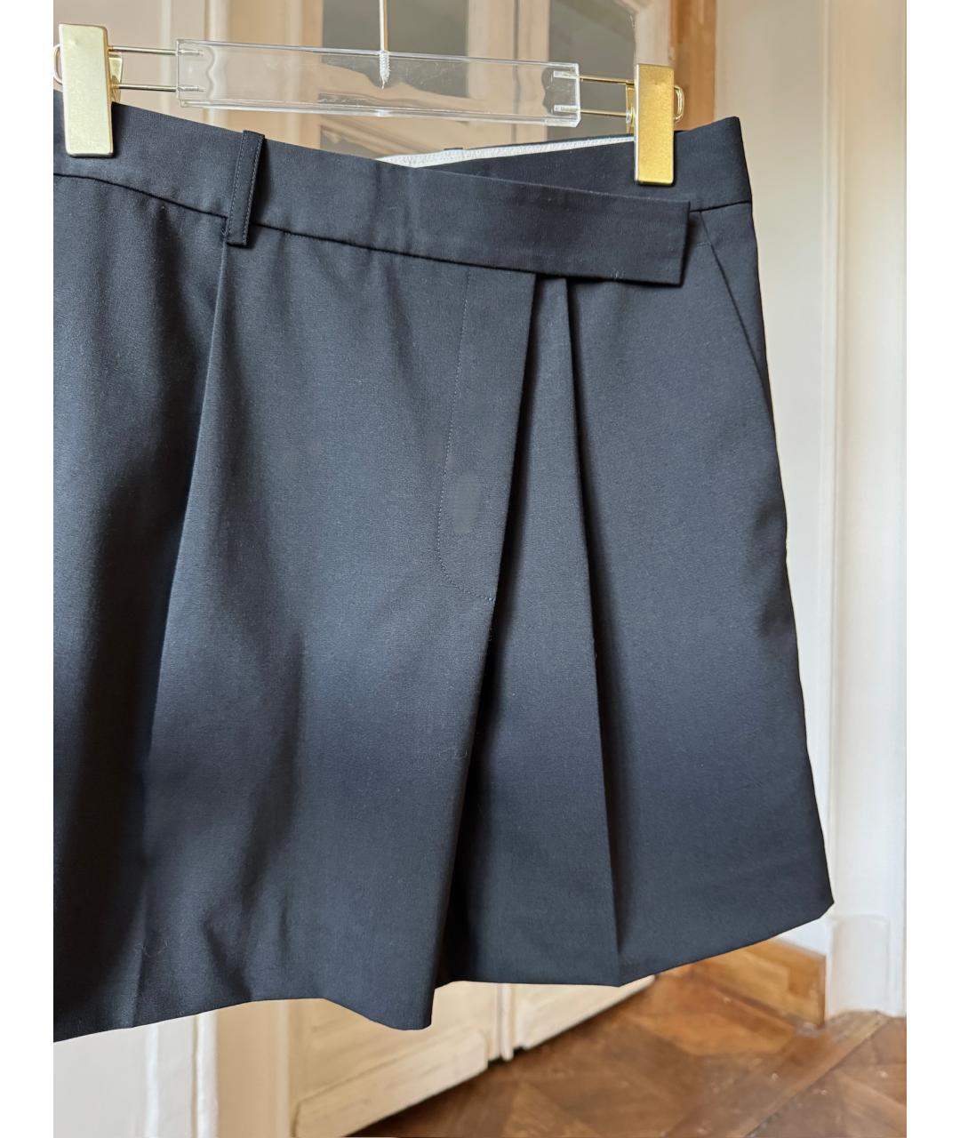 HELMUT LANG Черная шерстяная юбка-шорты, фото 3