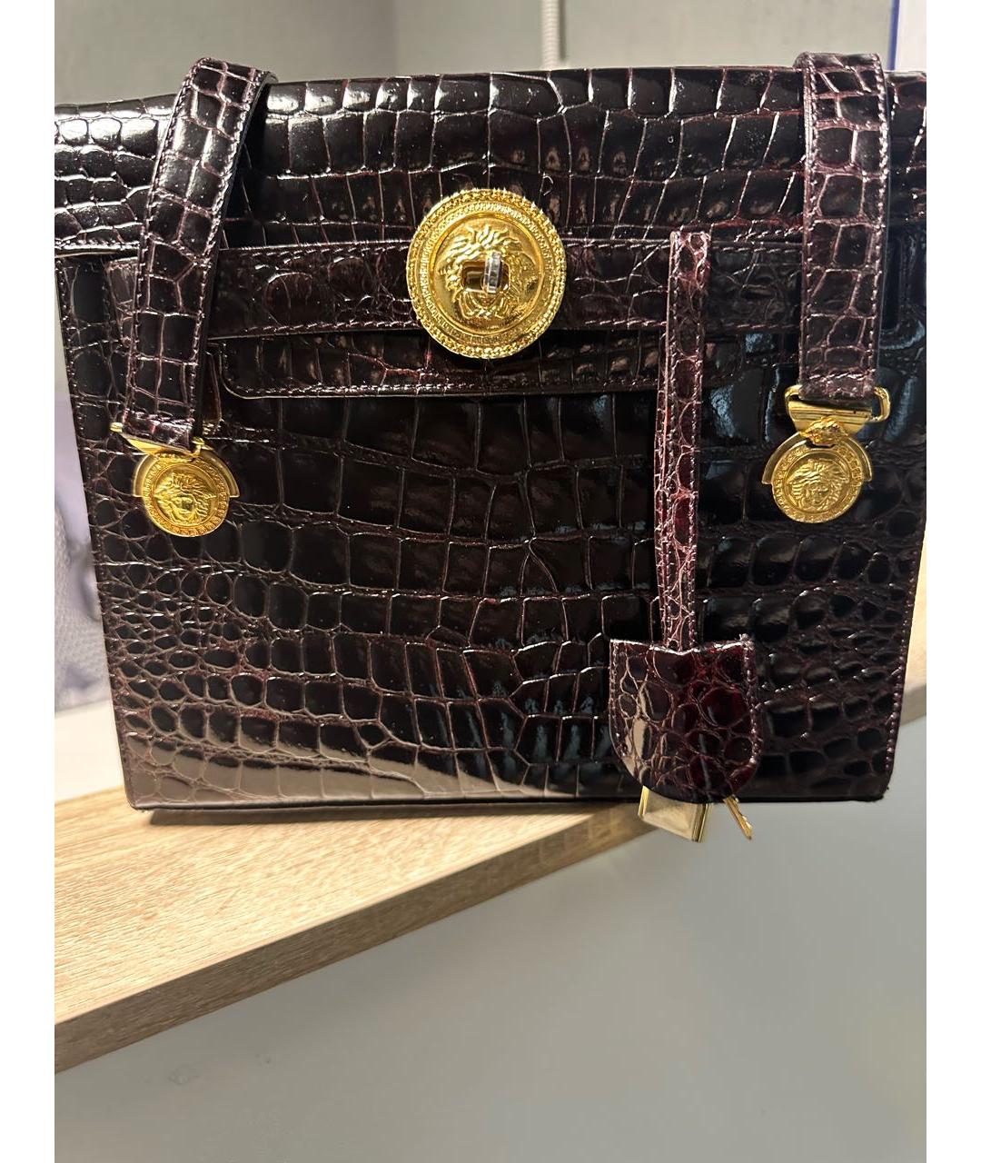 VERSACE Коричневая сумка через плечо из экзотической кожи, фото 5