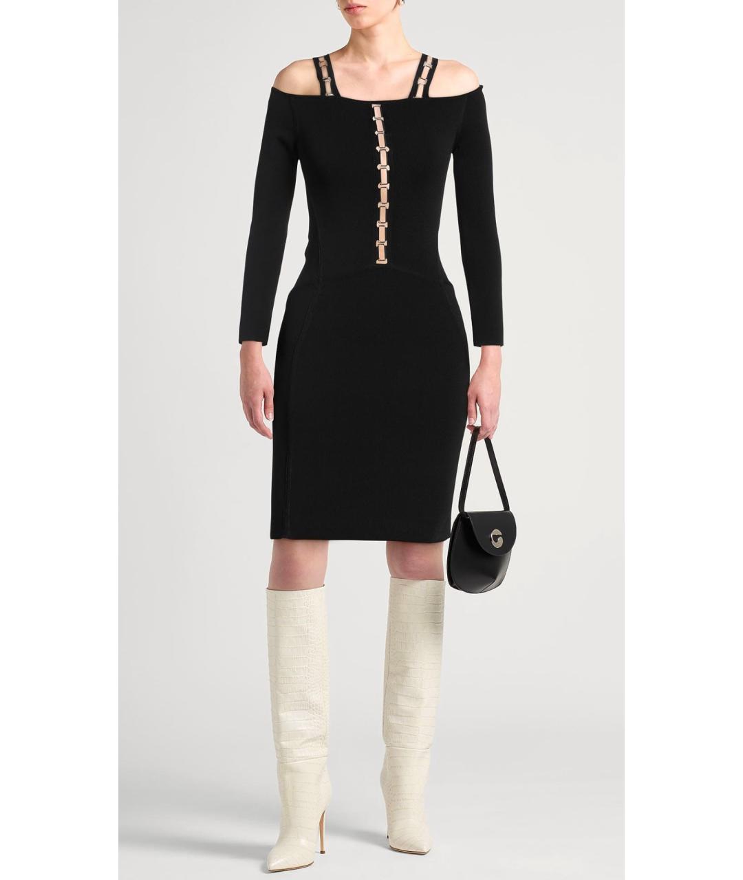MUGLER Черное вискозное коктейльное платье, фото 2