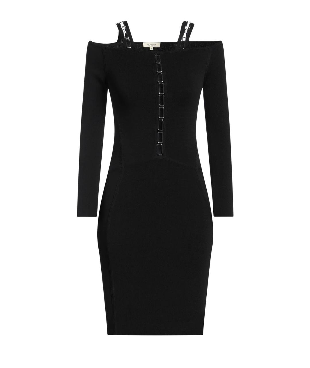 MUGLER Черное вискозное коктейльное платье, фото 4