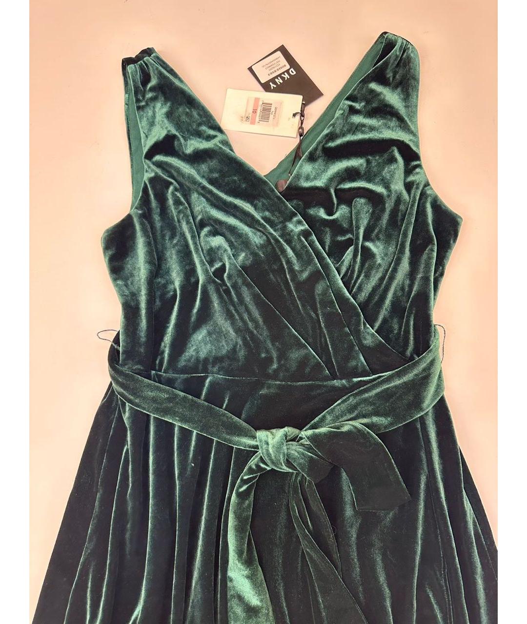 DKNY Зеленые бархатное коктейльное платье, фото 2