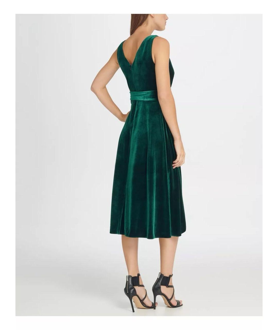 DKNY Зеленые бархатное коктейльное платье, фото 8