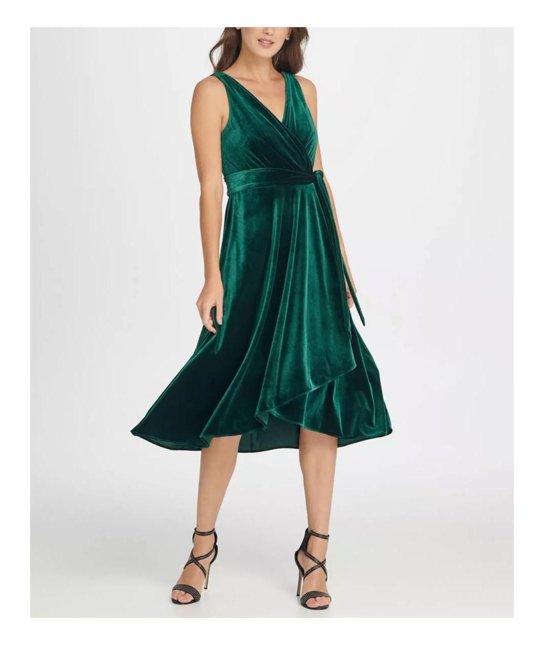 DKNY Зеленые бархатное коктейльное платье, фото 7