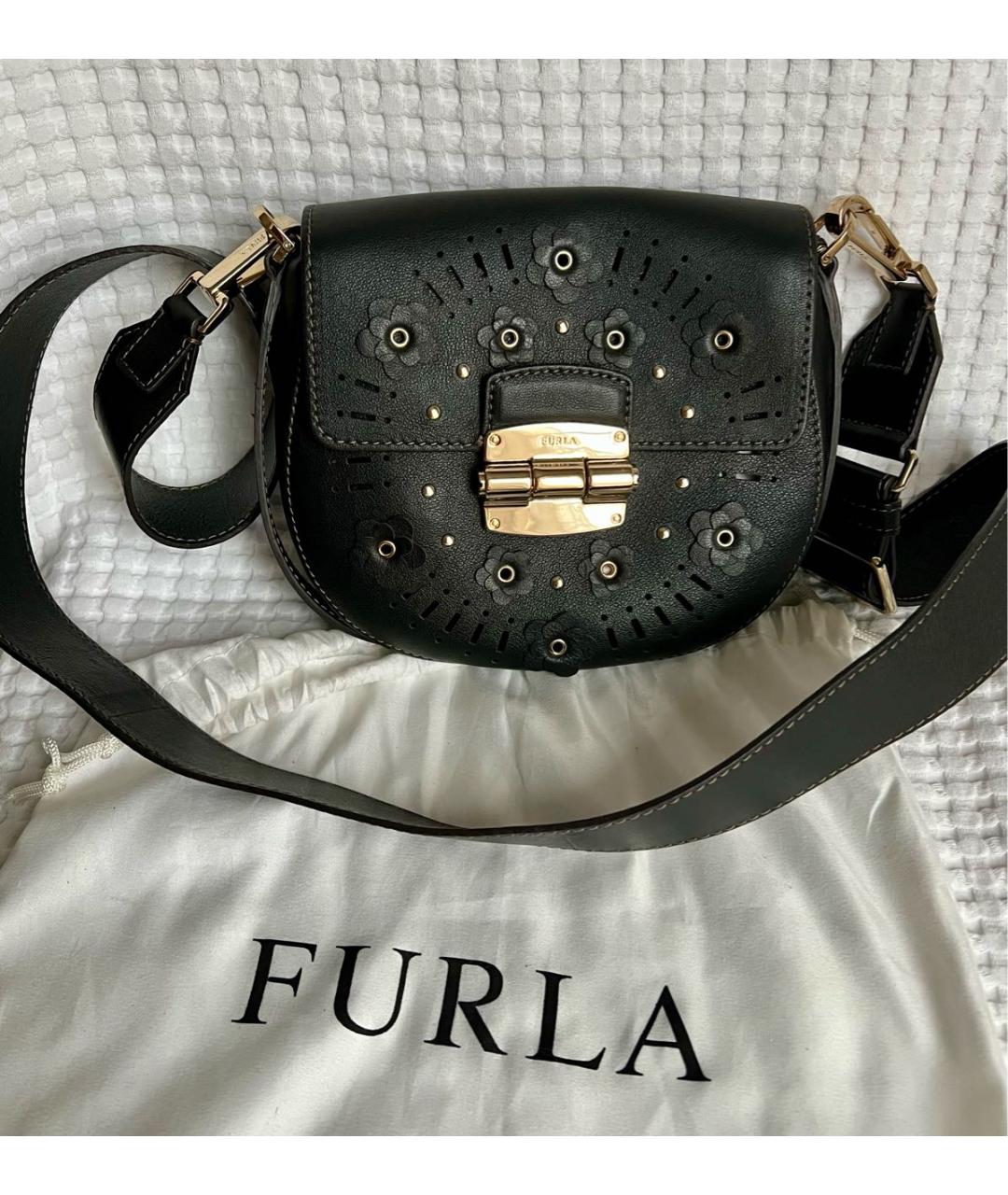 FURLA Черная кожаная сумка через плечо, фото 8
