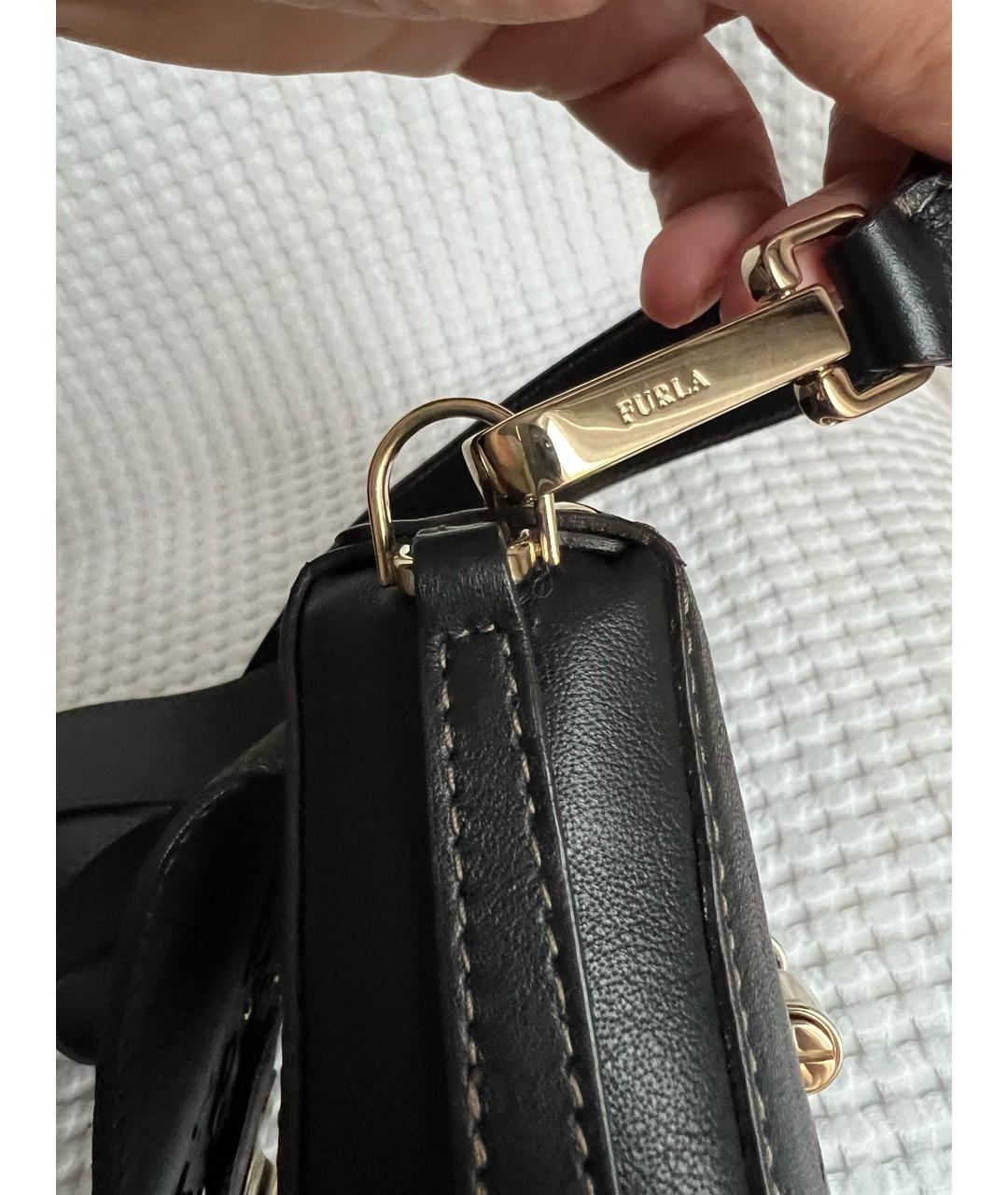 FURLA Черная кожаная сумка через плечо, фото 6