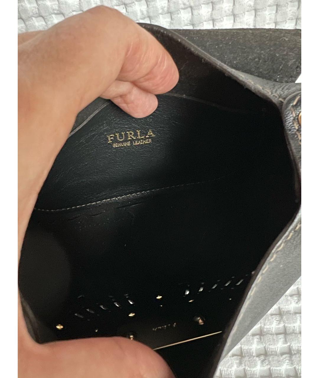 FURLA Черная кожаная сумка через плечо, фото 4