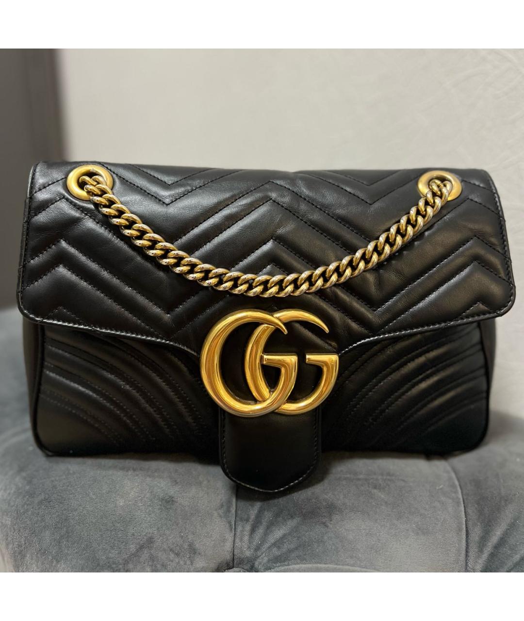 GUCCI Черная кожаная сумка через плечо, фото 9