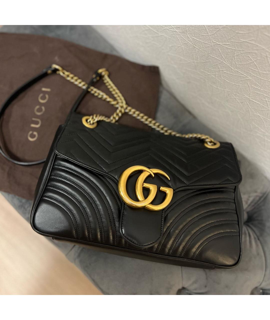 GUCCI Черная кожаная сумка через плечо, фото 6