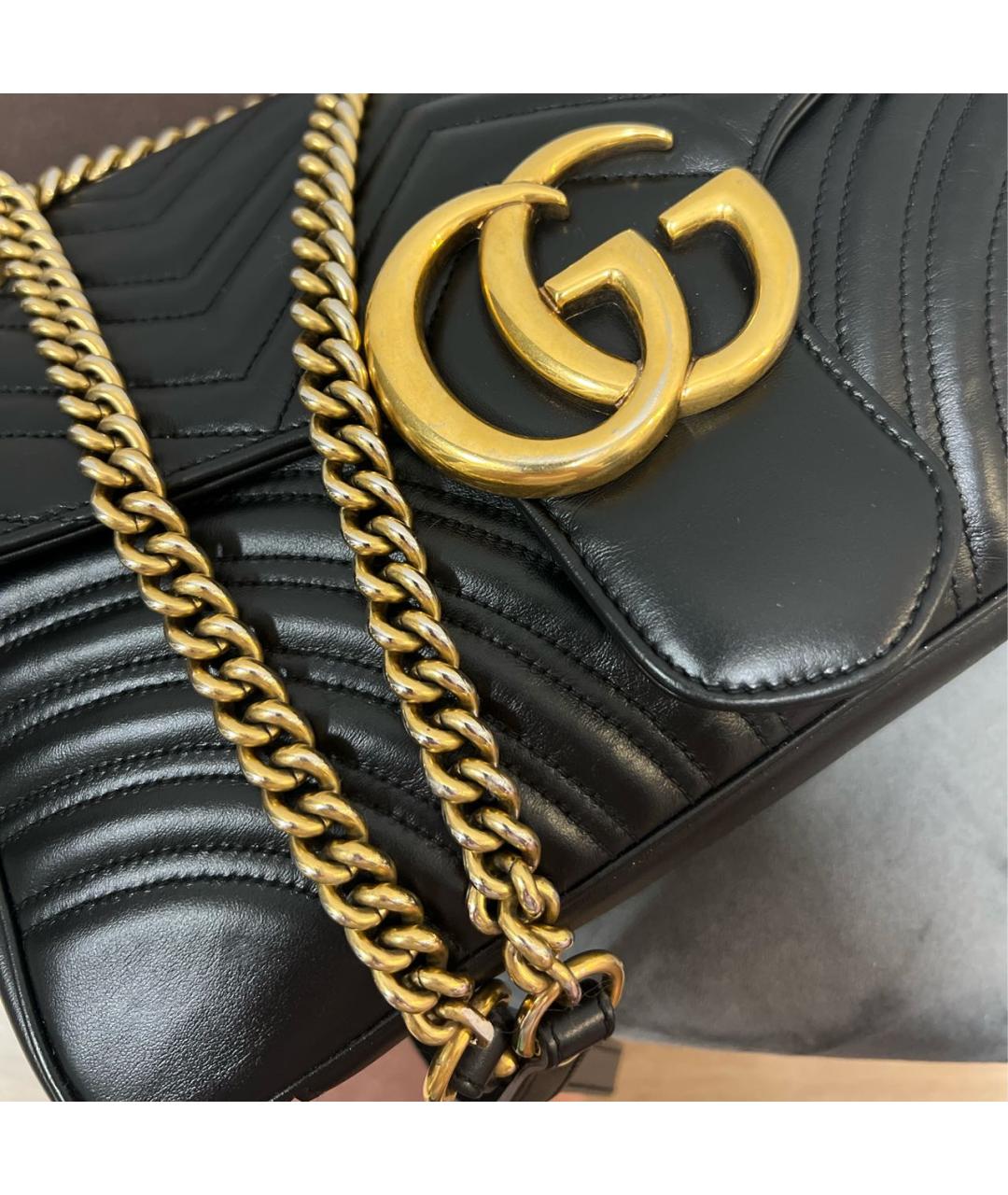 GUCCI Черная кожаная сумка через плечо, фото 7