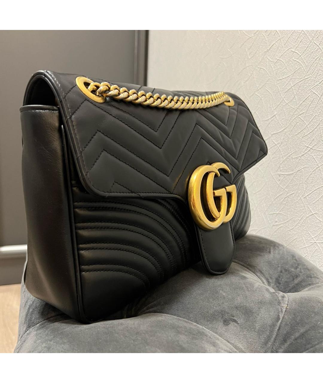 GUCCI Черная кожаная сумка через плечо, фото 2