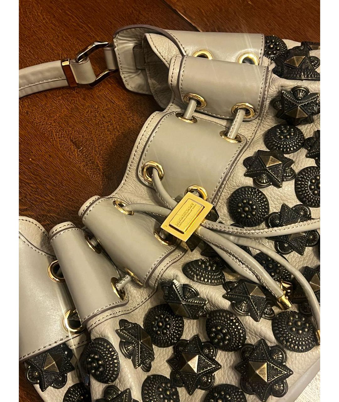 BURBERRY Серая кожаная сумка с короткими ручками, фото 3