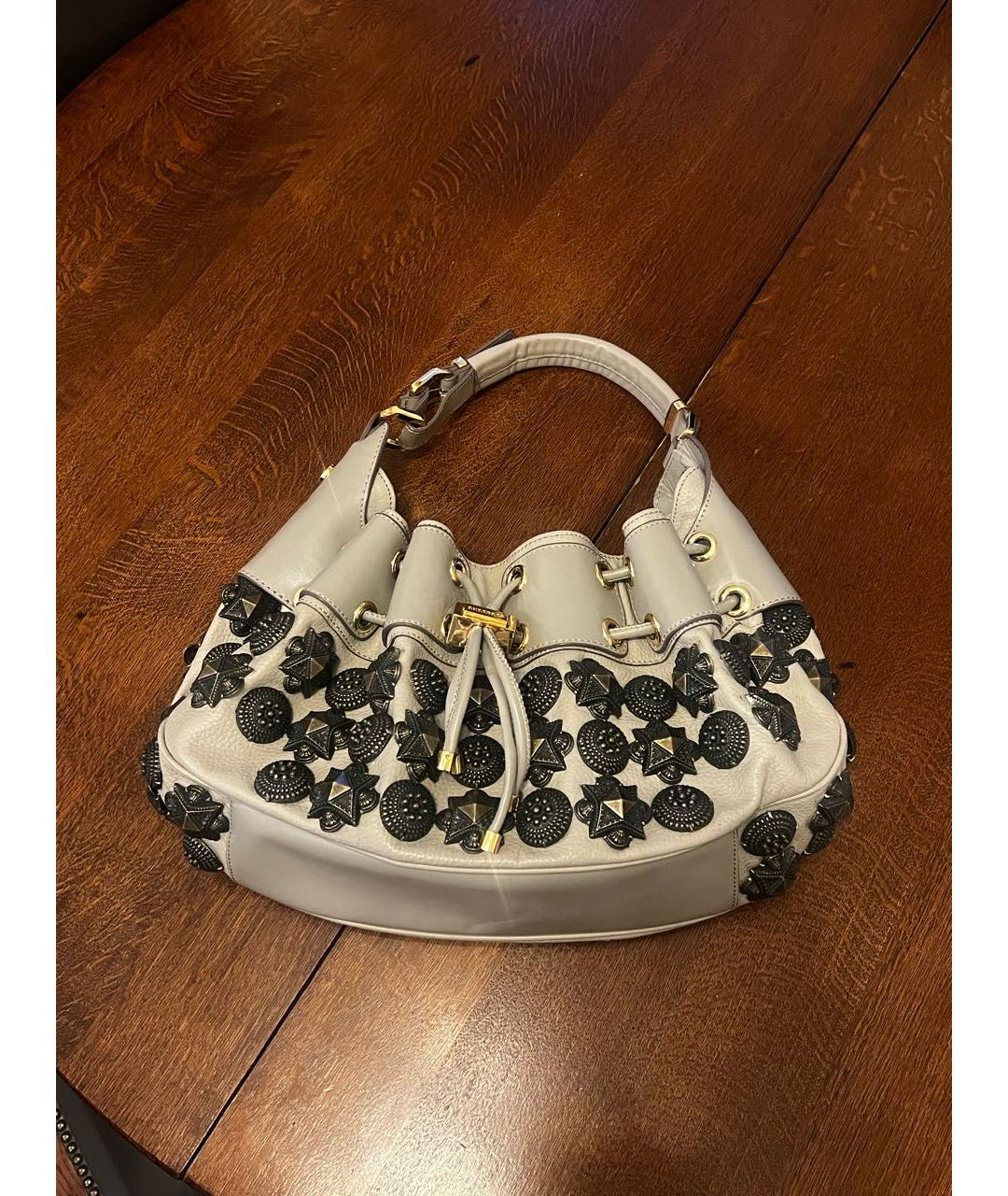 BURBERRY Серая кожаная сумка с короткими ручками, фото 9