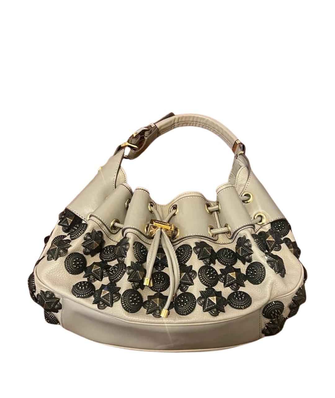 BURBERRY Серая кожаная сумка с короткими ручками, фото 1