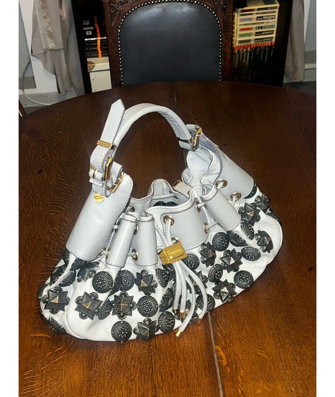 BURBERRY Серая кожаная сумка с короткими ручками, фото 2