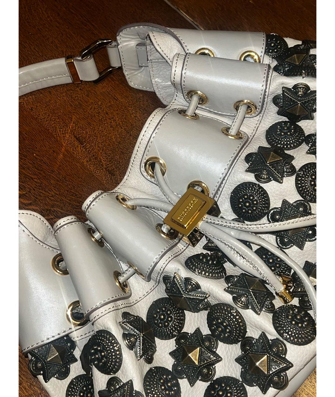 BURBERRY Серая кожаная сумка с короткими ручками, фото 8