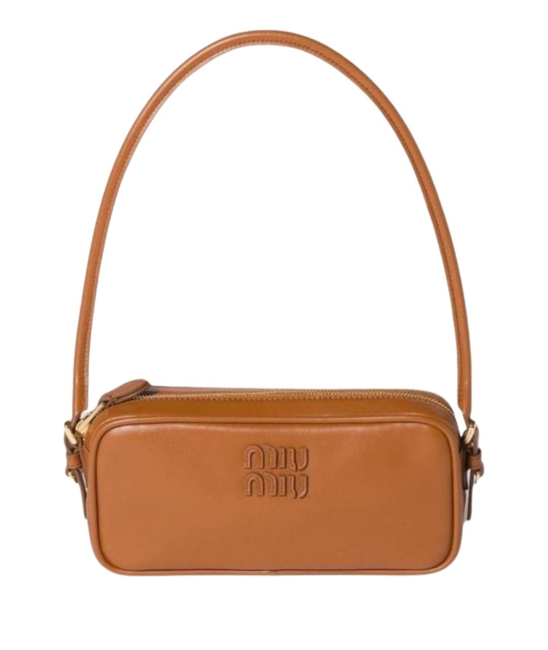 MIU MIU Коричневая кожаная сумка через плечо, фото 1