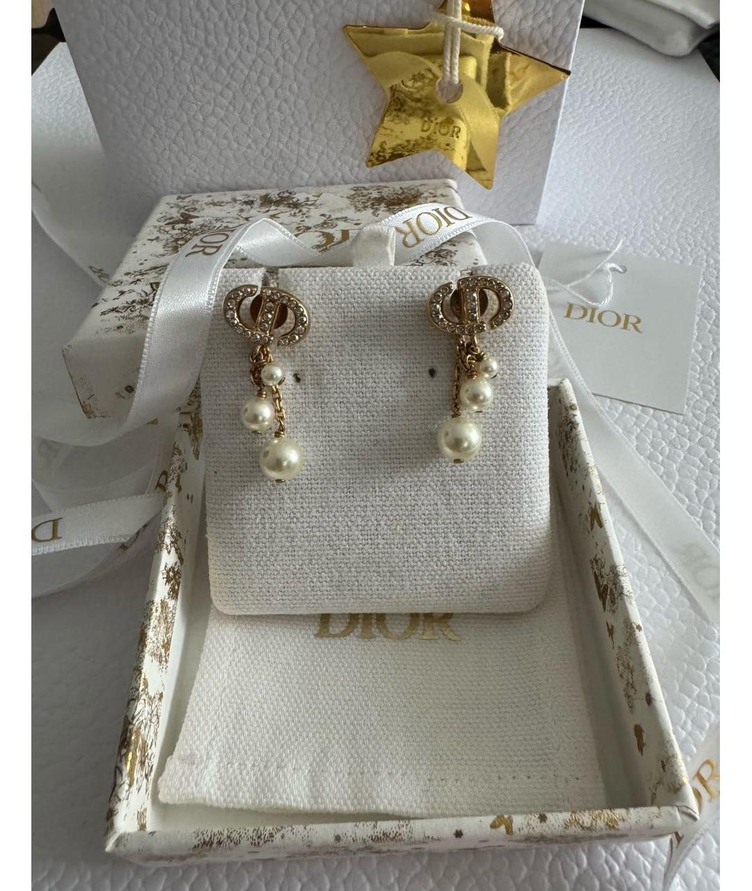 CHRISTIAN DIOR Золотые металлические серьги, фото 6