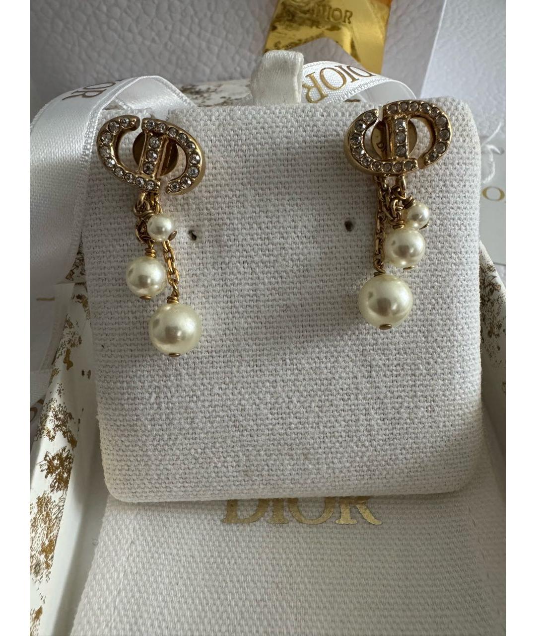 CHRISTIAN DIOR Золотые металлические серьги, фото 2