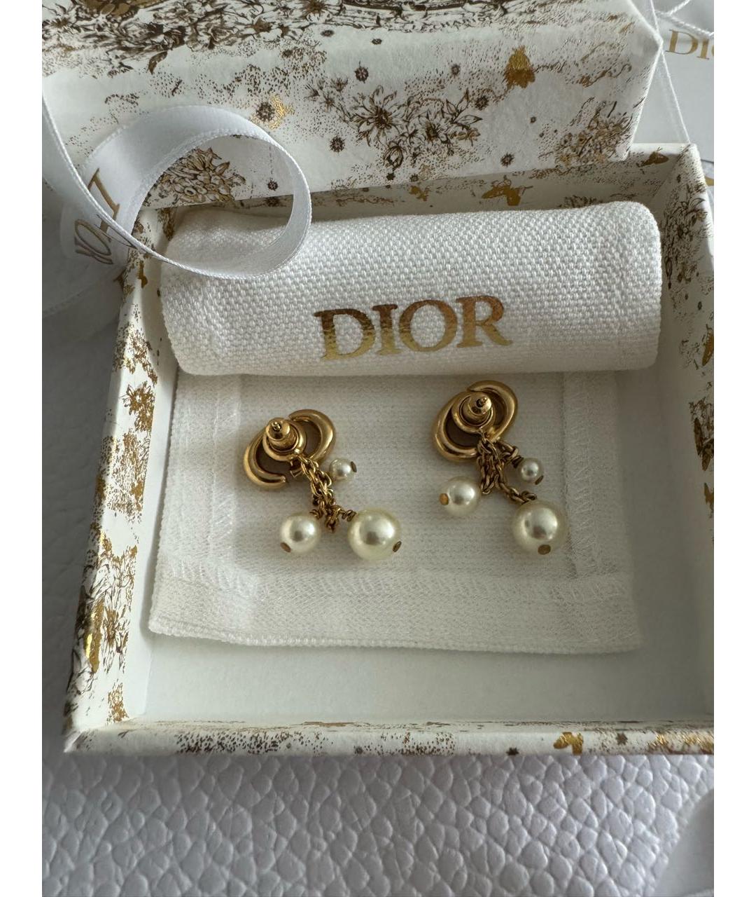 CHRISTIAN DIOR Золотые металлические серьги, фото 4