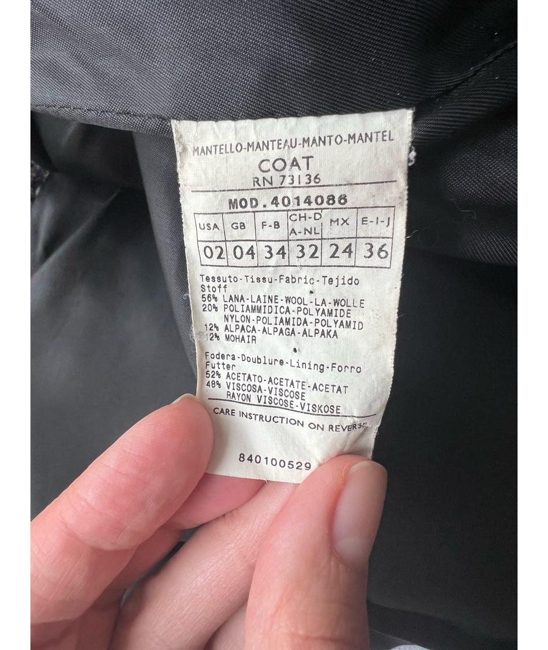 MAX MARA Антрацитовое шерстяное пальто, фото 4