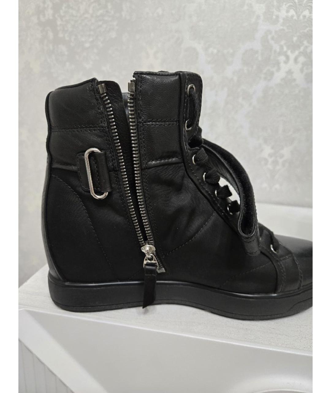 PRADA Черные кожаные кроссовки, фото 9