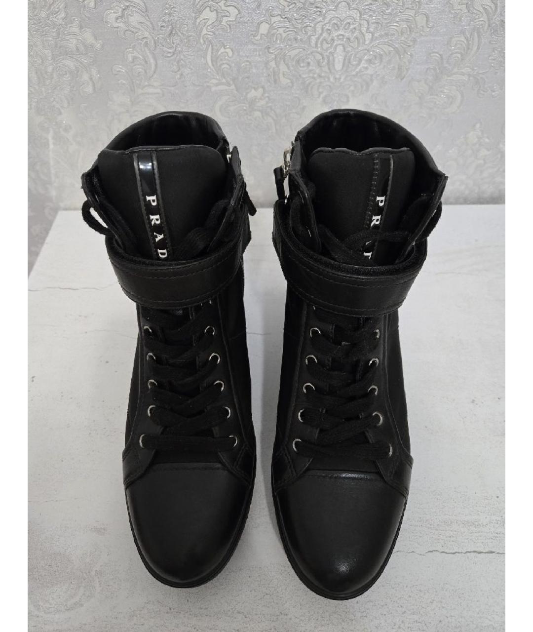 PRADA Черные кожаные кроссовки, фото 5