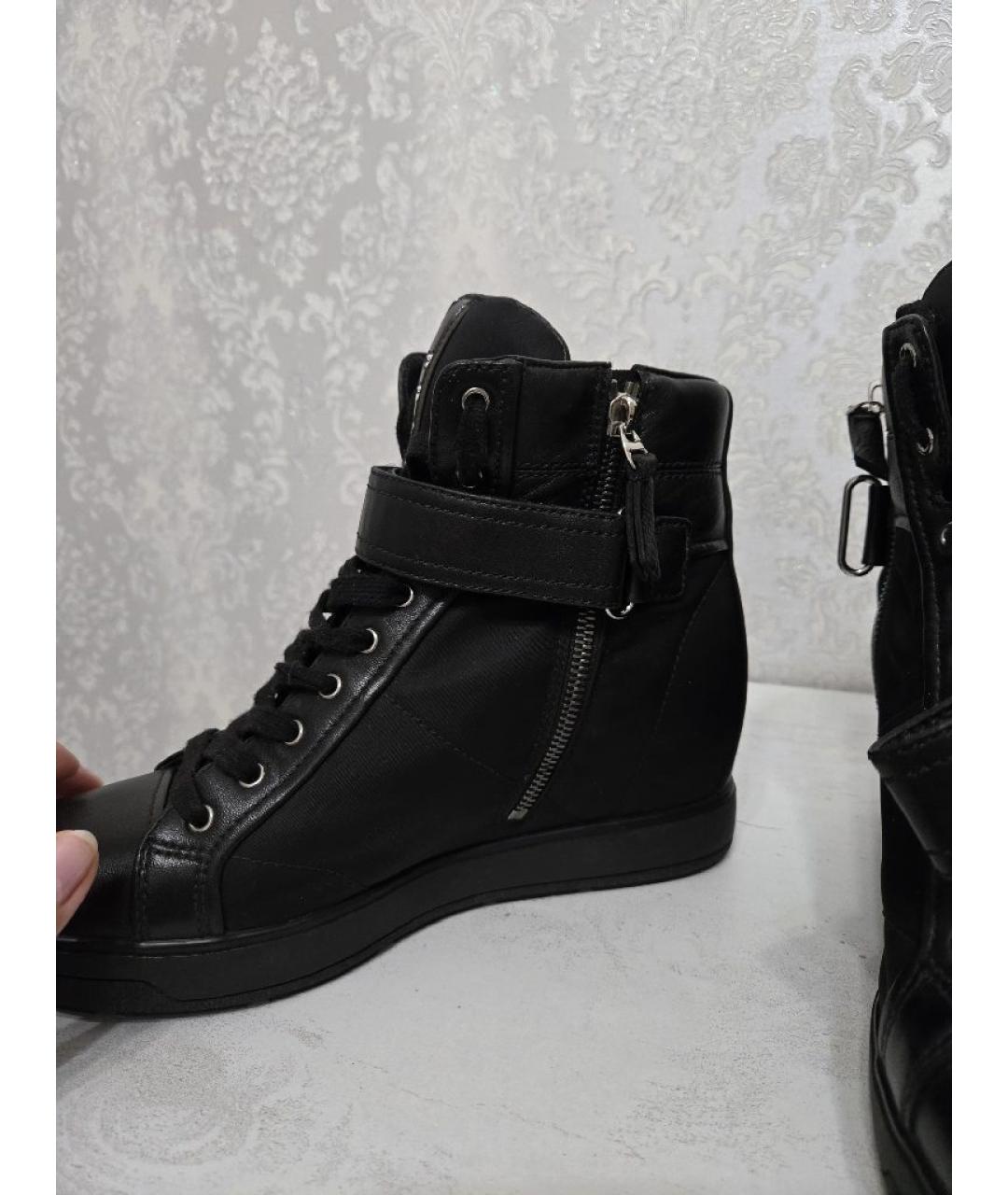 PRADA Черные кожаные кроссовки, фото 8