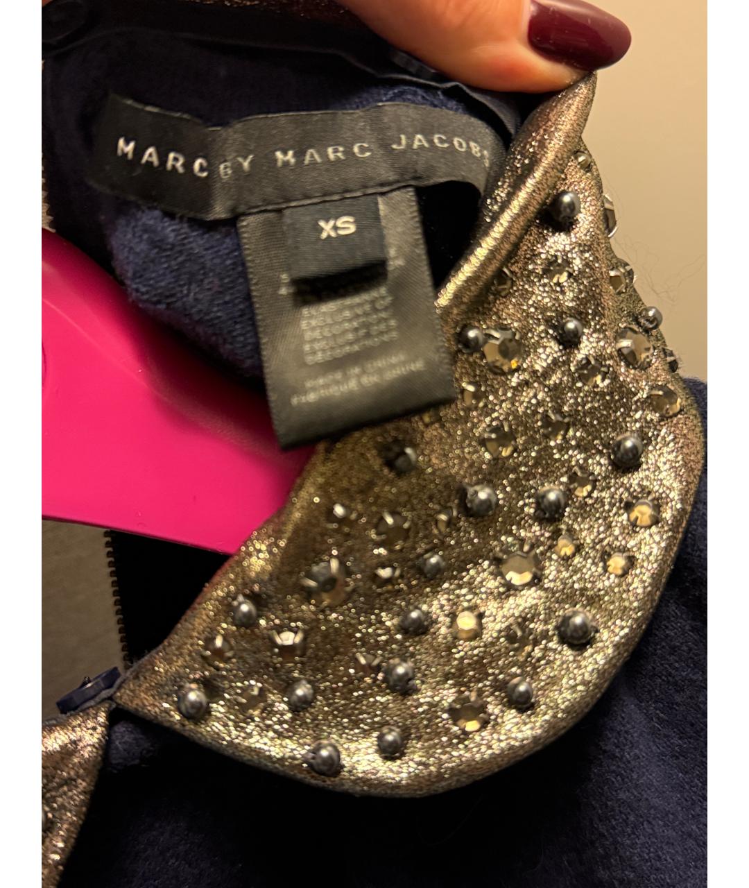 MARC BY MARC JACOBS Темно-синее кашемировое коктейльное платье, фото 6