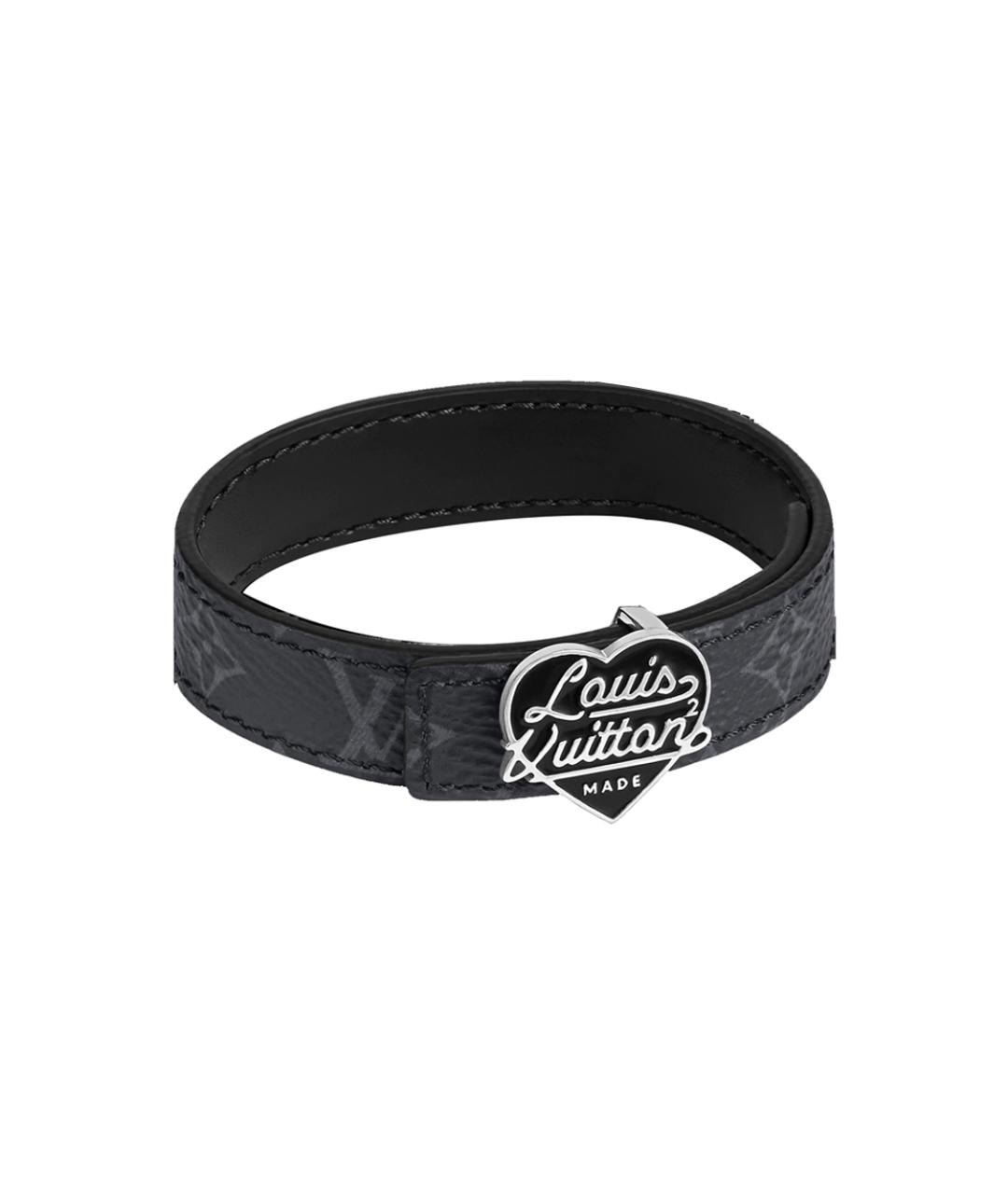 LOUIS VUITTON Черный кожаный браслет, фото 3