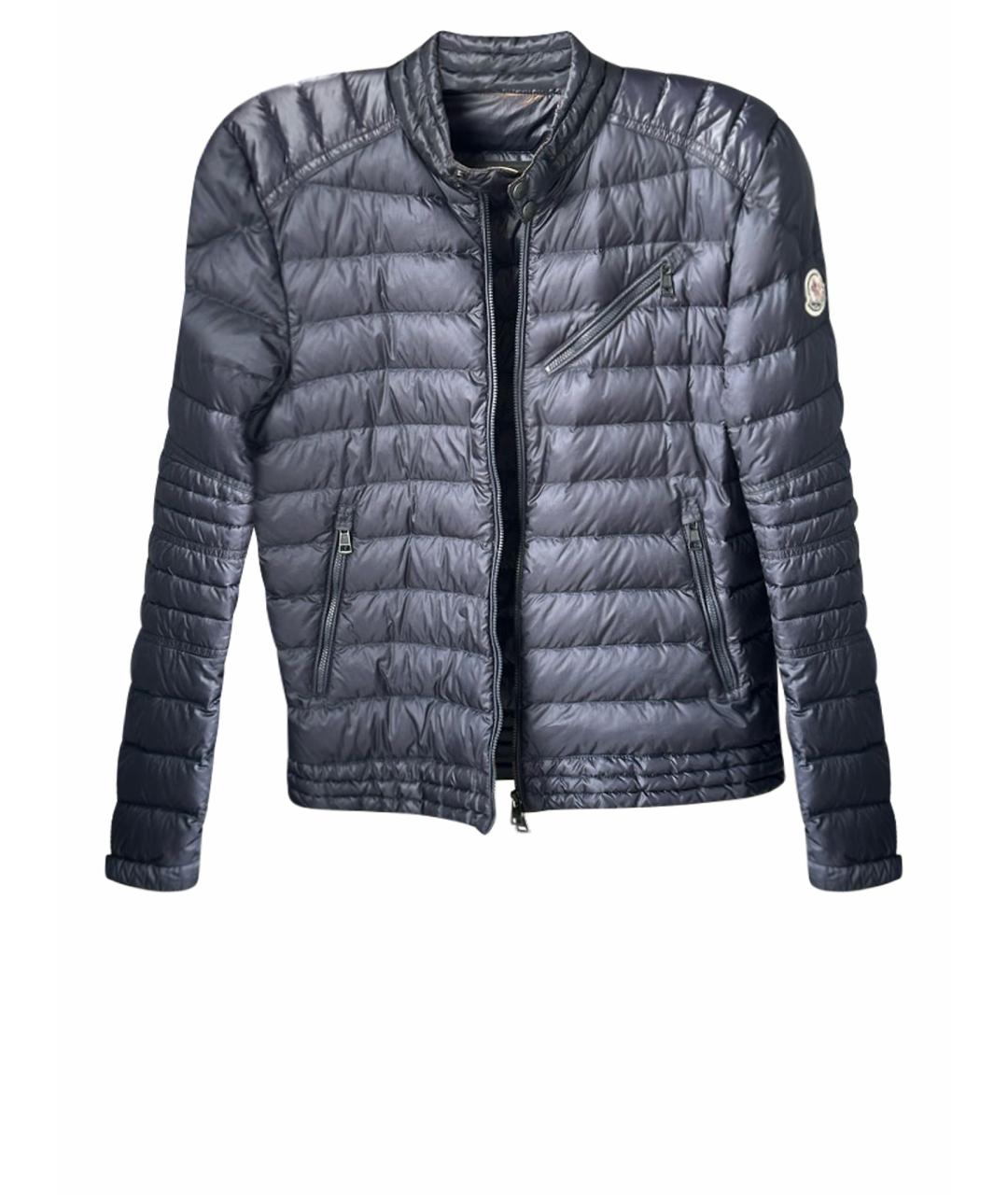 MONCLER Темно-синяя полиэстеровая куртка, фото 1