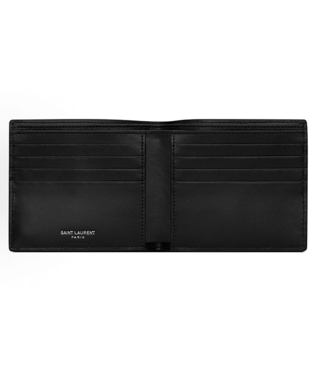 SAINT LAURENT Черный кожаный кошелек, фото 3