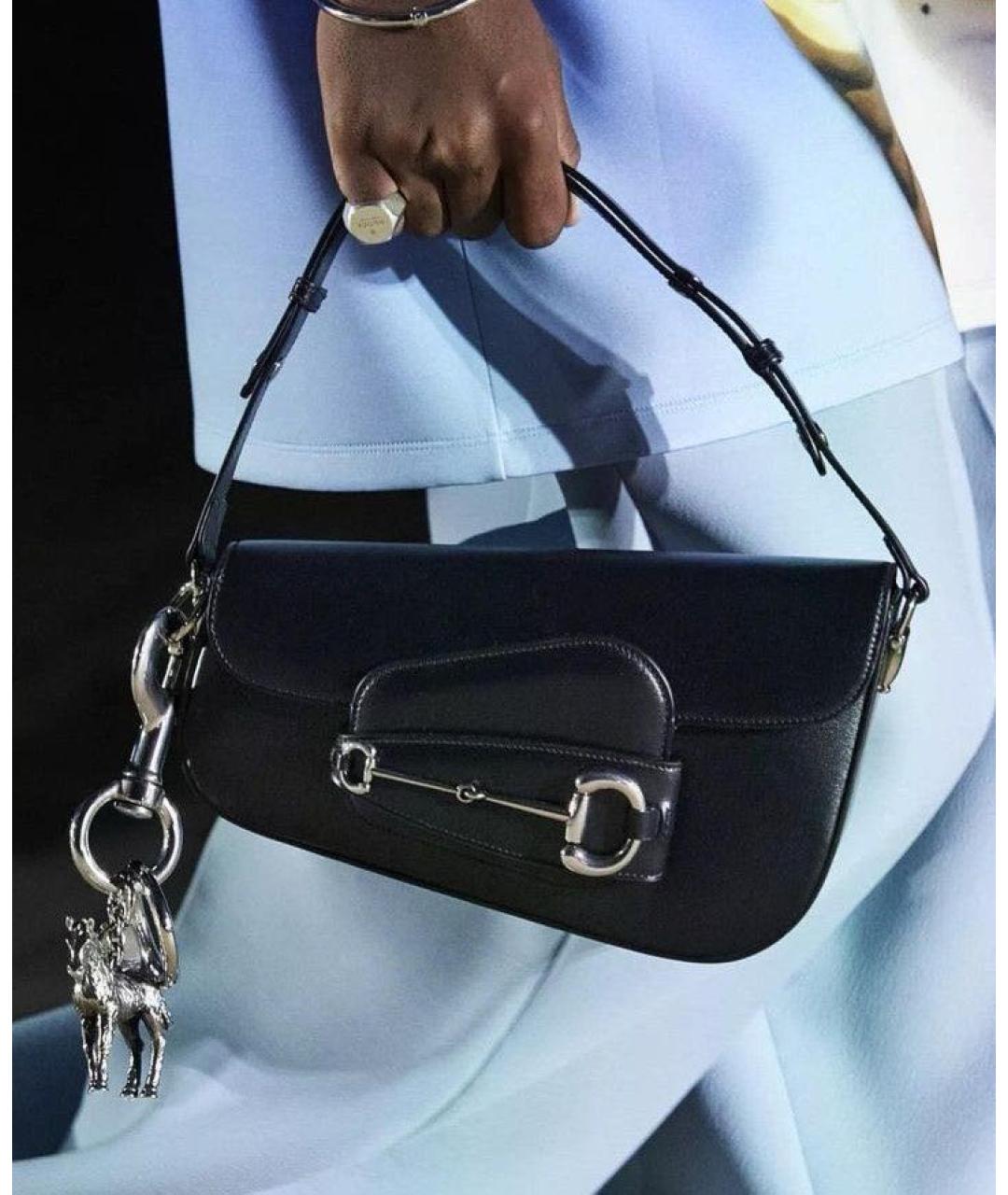 GUCCI Черная кожаная сумка с короткими ручками, фото 2